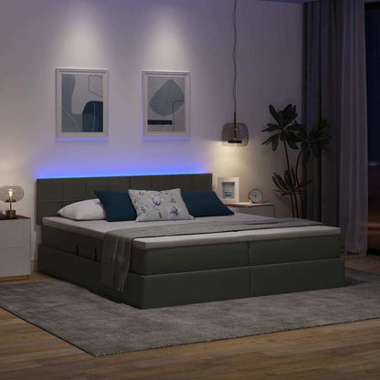 Letto con contenitore LED e materasso Grigio Scuro 180 x 200 cm