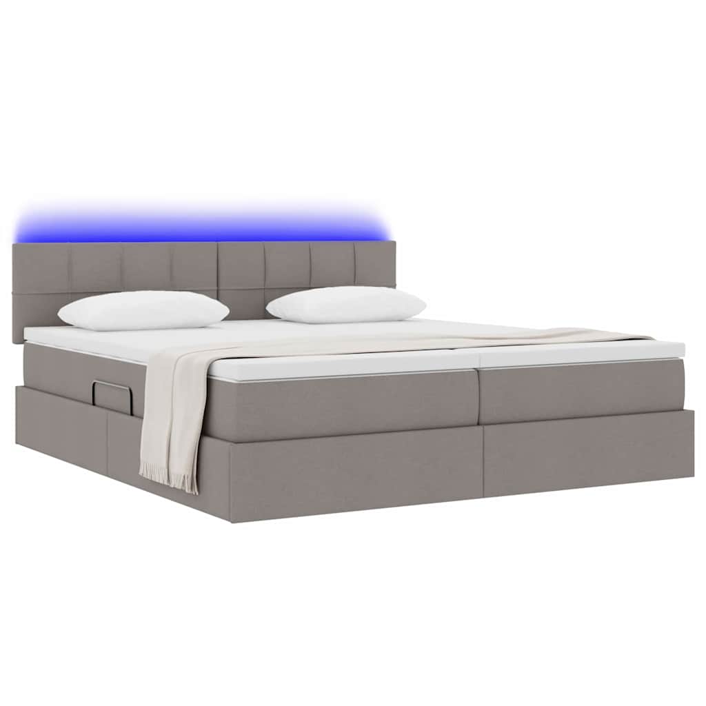 Letto con contenitore LED e materasso Tortora 180 x 200 cm