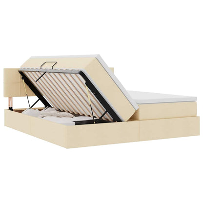 Letto con contenitore LED e materasso Crema 180 x 200 cm