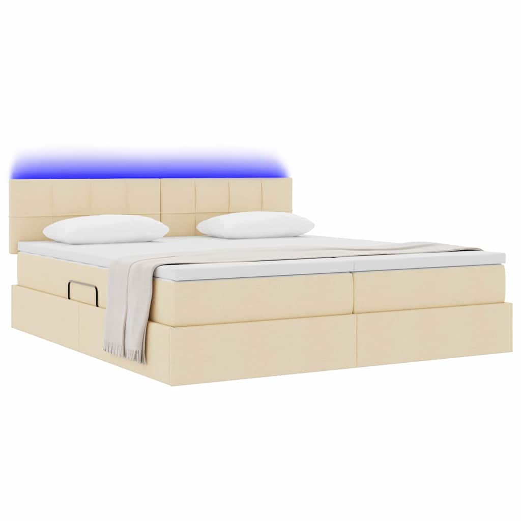 Letto con contenitore LED e materasso Crema 180 x 200 cm
