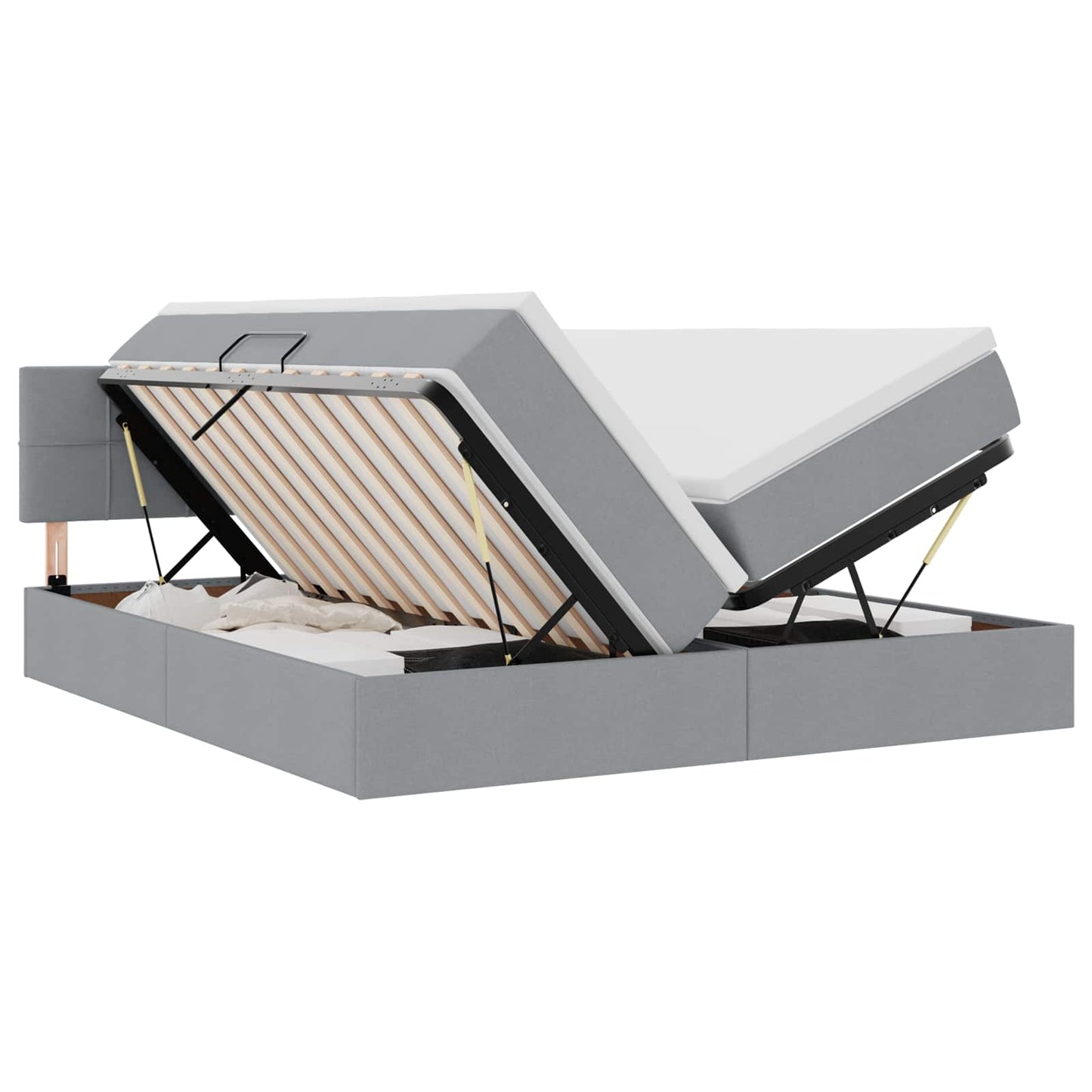 Letto con contenitore LED e materasso Grigio Chiaro