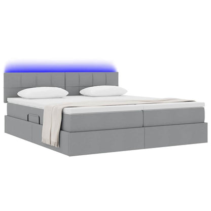 Letto con contenitore LED e materasso Grigio Chiaro