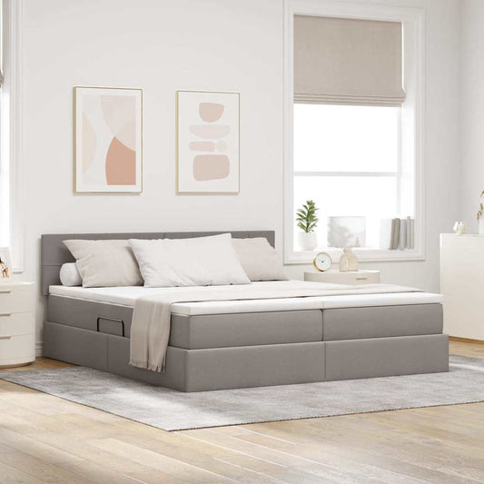 Letto con contenitore LED e materasso Tortora 200 x 200 cm