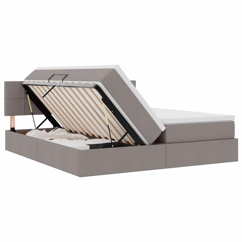 Letto con contenitore LED e materasso Tortora 200 x 200 cm