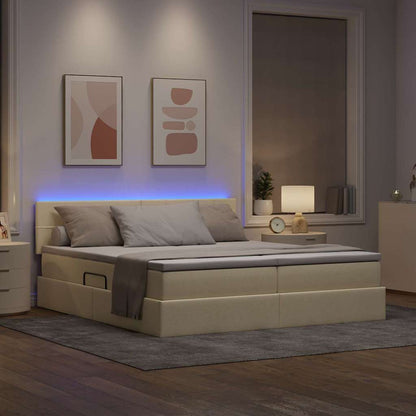 Letto con contenitore LED e materasso Crema 200 x 200 cm