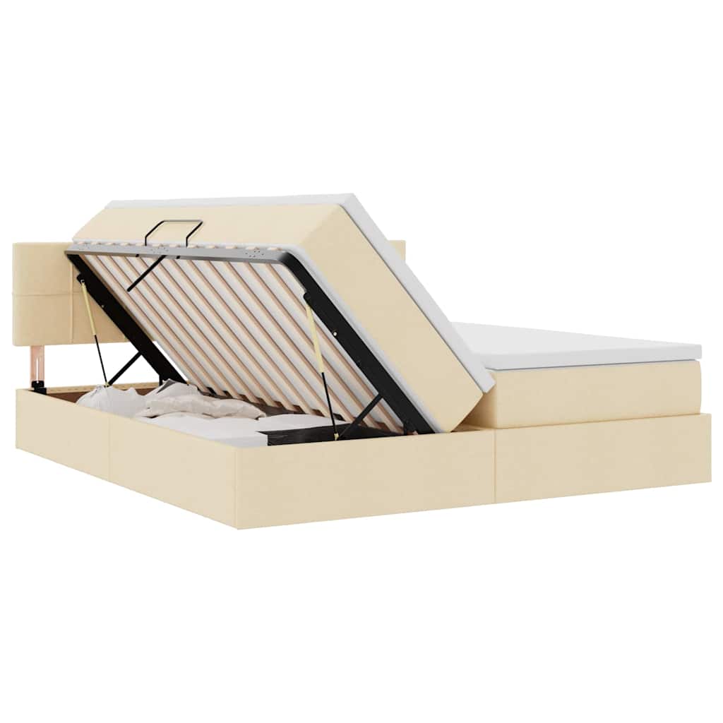 Letto con contenitore LED e materasso Crema 200 x 200 cm