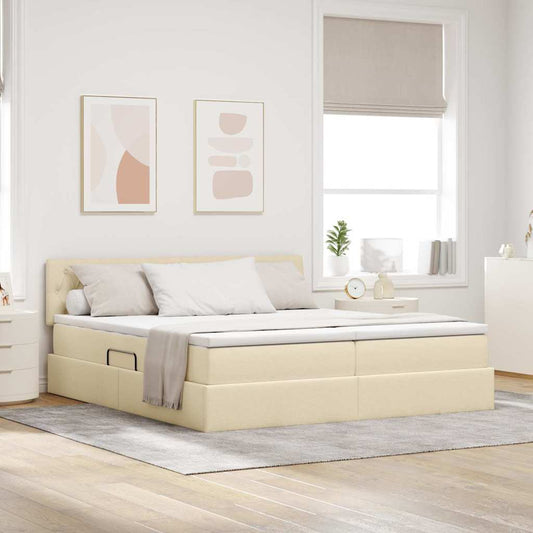 Letto con contenitore LED e materasso Crema 180 x 200 cm
