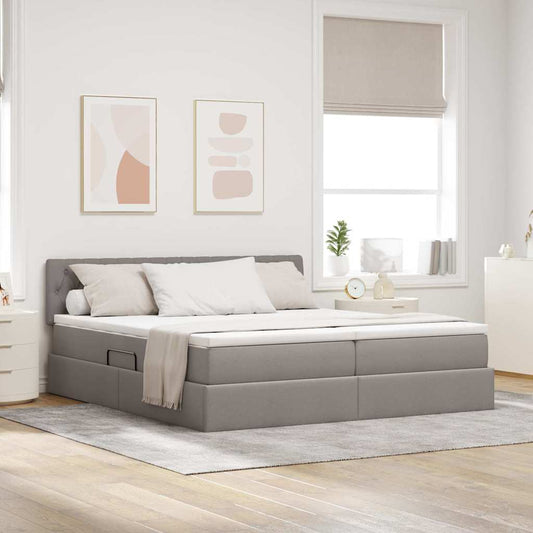 Letto con contenitore LED e materasso Tortora 200 x 200 cm