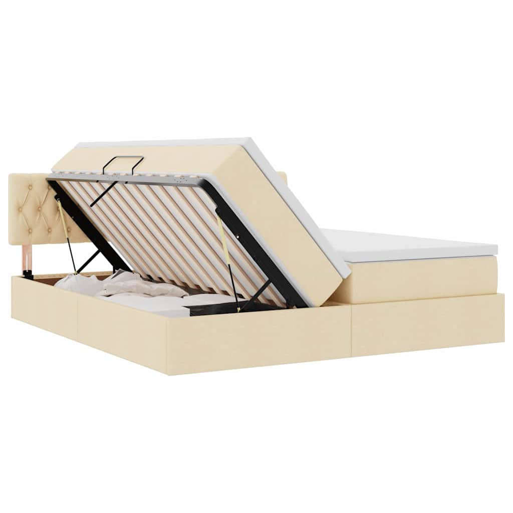 Letto con contenitore LED e materasso Crema 200 x 200 cm