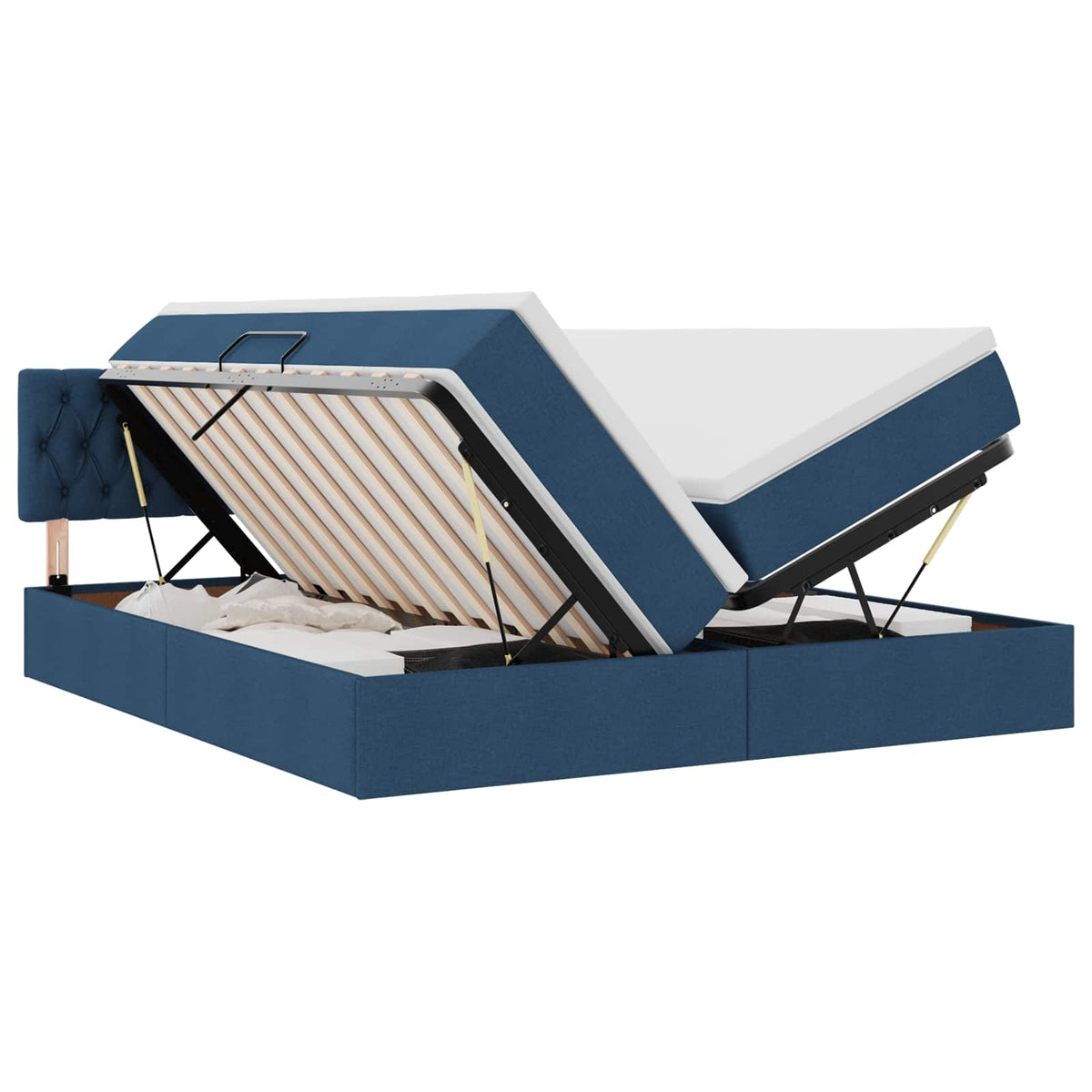 Letto con contenitore LED e materasso Blu 200 x 200 cm Tessuto