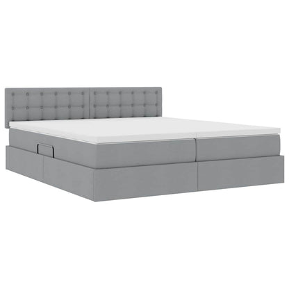 Letto con contenitore LED e materasso Grigio Chiaro