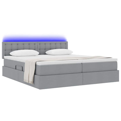 Letto con contenitore LED e materasso Grigio Chiaro