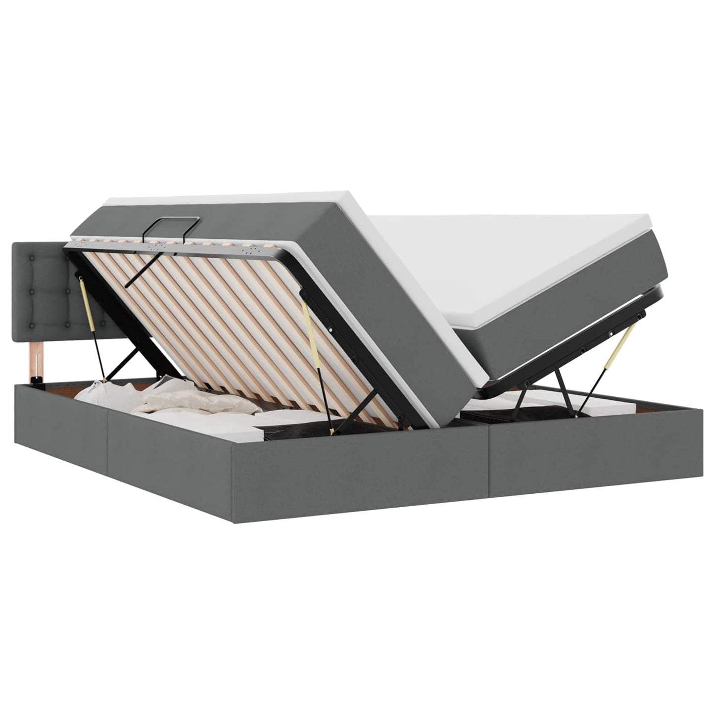 Letto con contenitore LED e materasso Grigio Scuro 180 x 200 cm