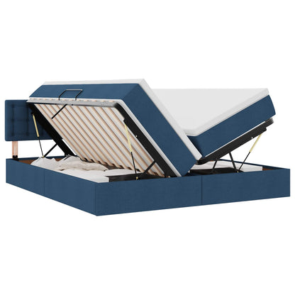 Letto con contenitore LED e materasso Blu 180 x 200 cm Tessuto