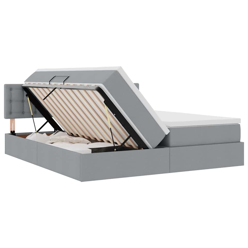 Letto con contenitore LED e materasso Grigio Chiaro