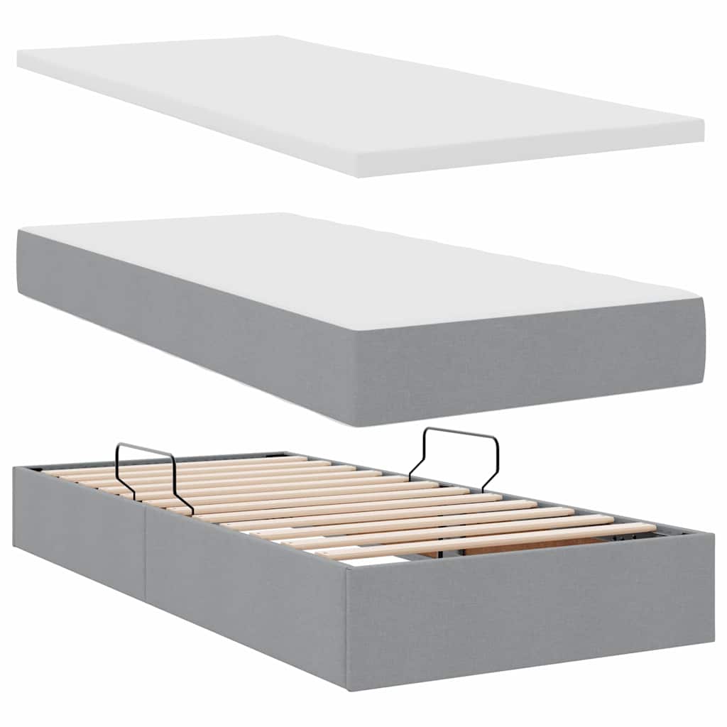 Letto con contenitore LED e materasso Grigio Chiaro