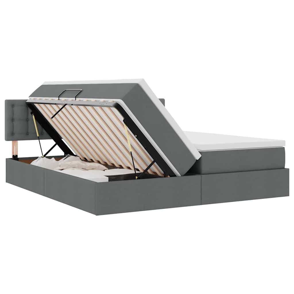 Letto con contenitore LED e materasso Grigio Scuro 200 x 200 cm