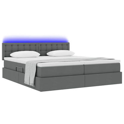 Letto con contenitore LED e materasso Grigio Scuro 200 x 200 cm