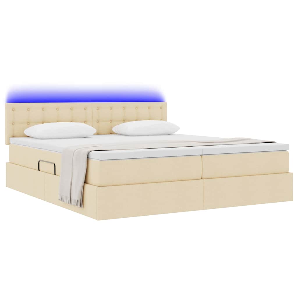 Letto con contenitore LED e materasso Crema 200 x 200 cm