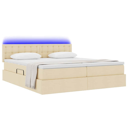 Letto con contenitore LED e materasso Crema 200 x 200 cm