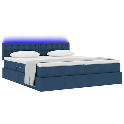 Letto con contenitore LED e materasso Blu 200 x 200 cm Tessuto