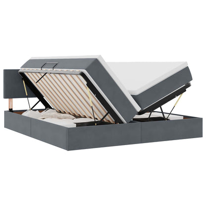 Letto con contenitore LED e materasso Grigio Scuro 200 x 200 cm