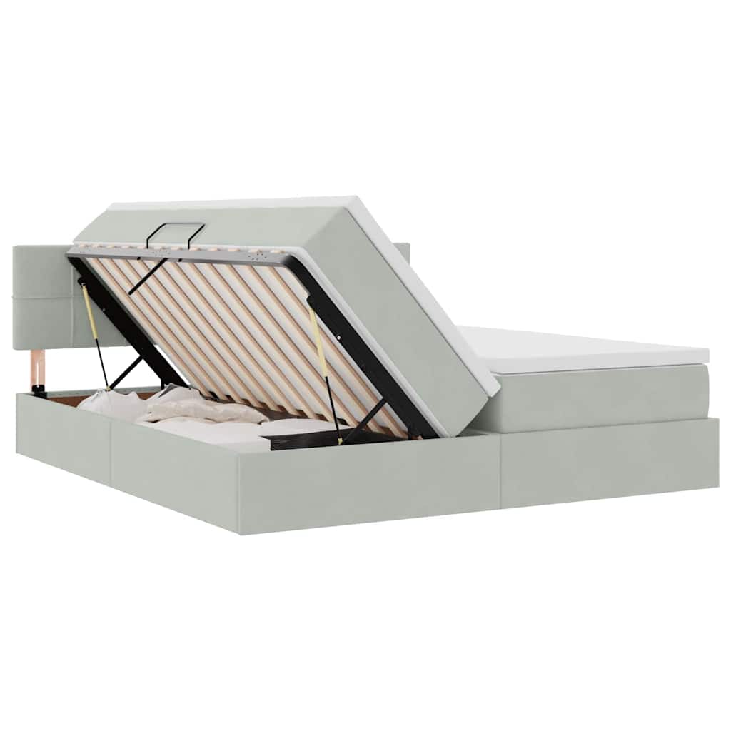 Letto con contenitore LED e materasso Grigio Chiaro