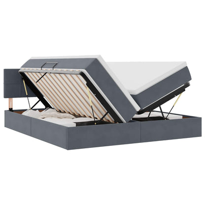 Letto con contenitore LED e materasso Grigio Scuro 180 x 200 cm