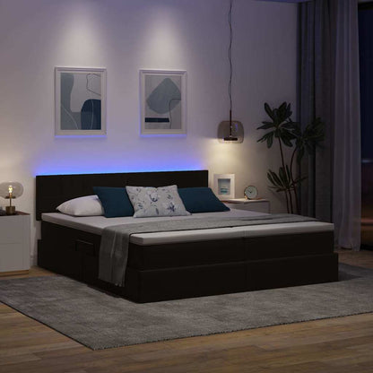 Letto con contenitore LED e materasso Nero 180 x 200 cm Velluto