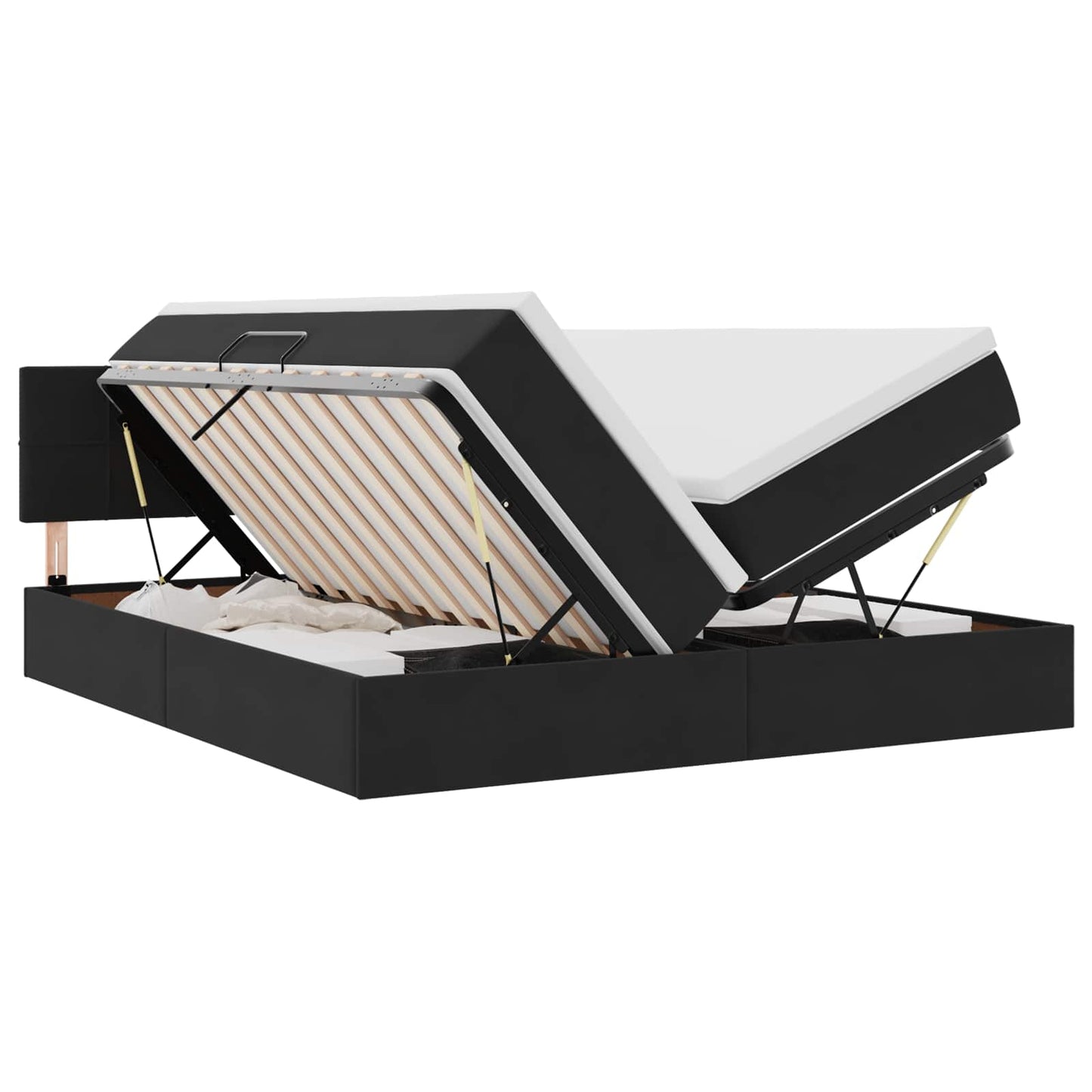 Letto con contenitore LED e materasso Nero 180 x 200 cm Velluto