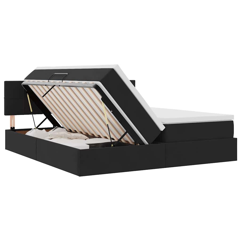 Letto con contenitore LED e materasso Nero 180 x 200 cm Velluto