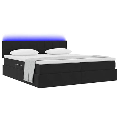 Letto con contenitore LED e materasso Nero 180 x 200 cm Velluto