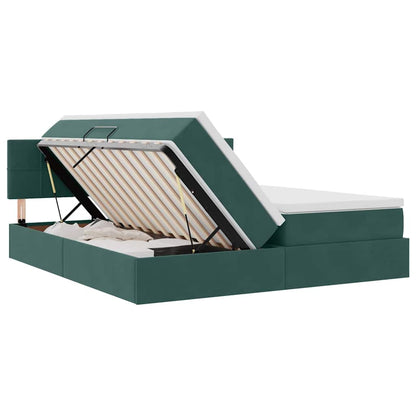 Letto con contenitore LED e materasso Verde Scuro 180 x 200 cm