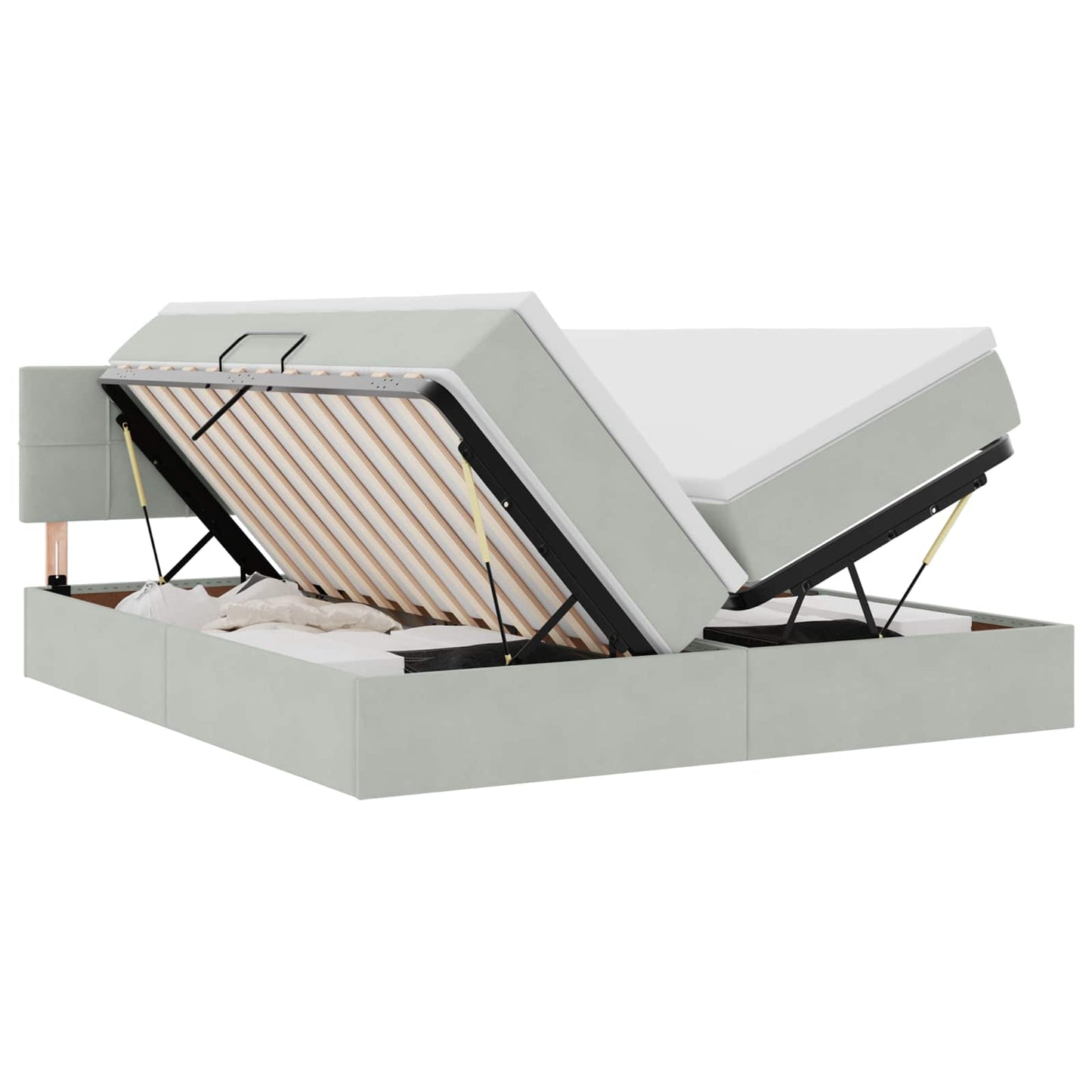Letto con contenitore LED e materasso Grigio Chiaro