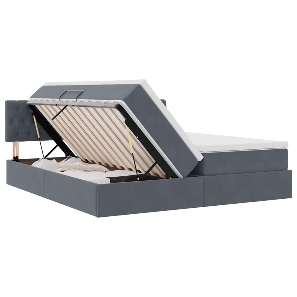 Letto con contenitore LED e materasso Grigio Scuro 180 x 200 cm