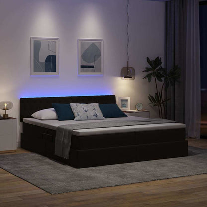Letto con contenitore LED e materasso Nero 180 x 200 cm Velluto