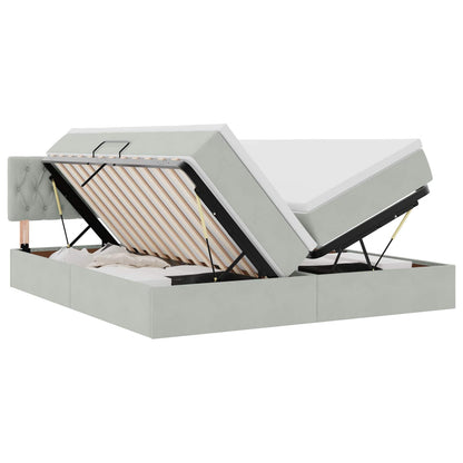 Letto con contenitore LED e materasso Grigio Chiaro