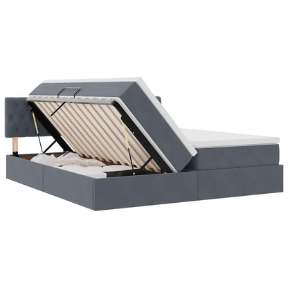 Letto con contenitore LED e materasso Grigio Scuro 200 x 200 cm