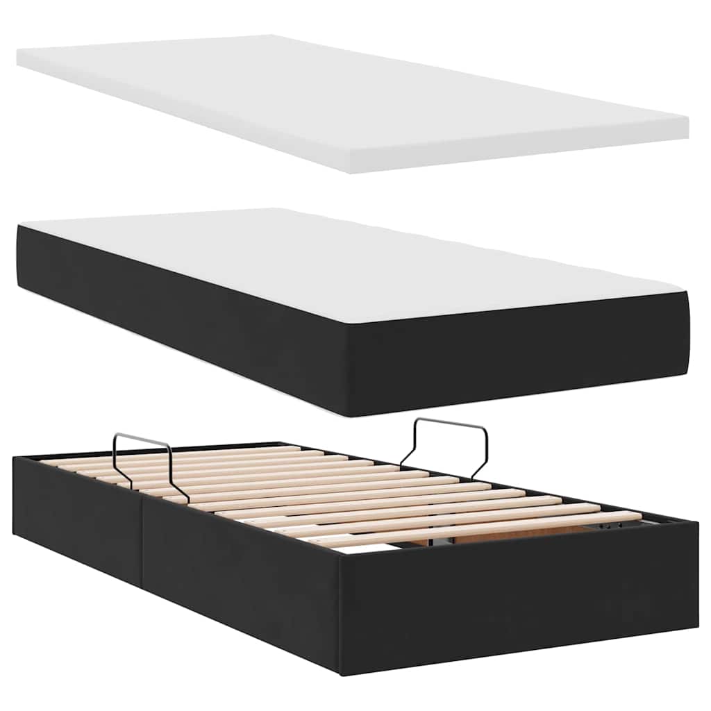 Letto con contenitore LED e materasso Nero 180 x 200 cm Velluto
