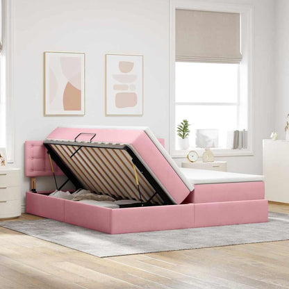 Letto con contenitore LED e materasso Rosa 180 x 200 cm Velluto
