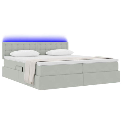 Letto con contenitore LED e materasso Grigio Chiaro