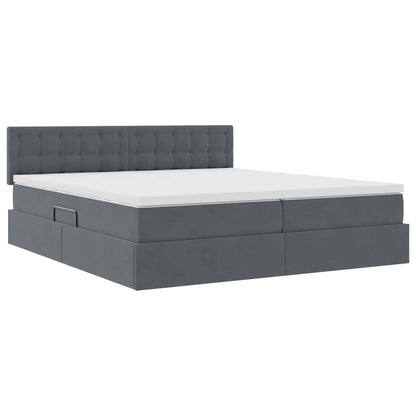 Letto con contenitore LED e materasso Grigio Scuro 200 x 200 cm
