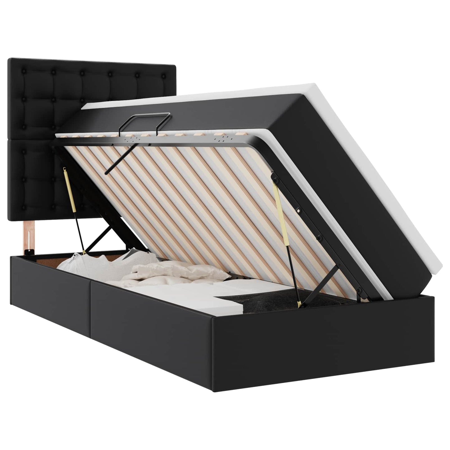 Letto con Contenitore Nero 90 x 190 cm Pelle Sintetica | homemem39