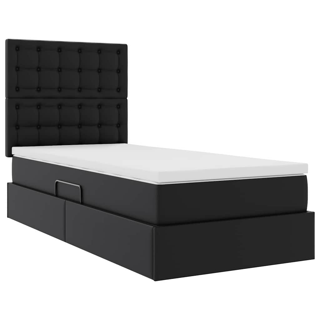 Letto con Contenitore Nero 90 x 190 cm Pelle Sintetica | homemem39
