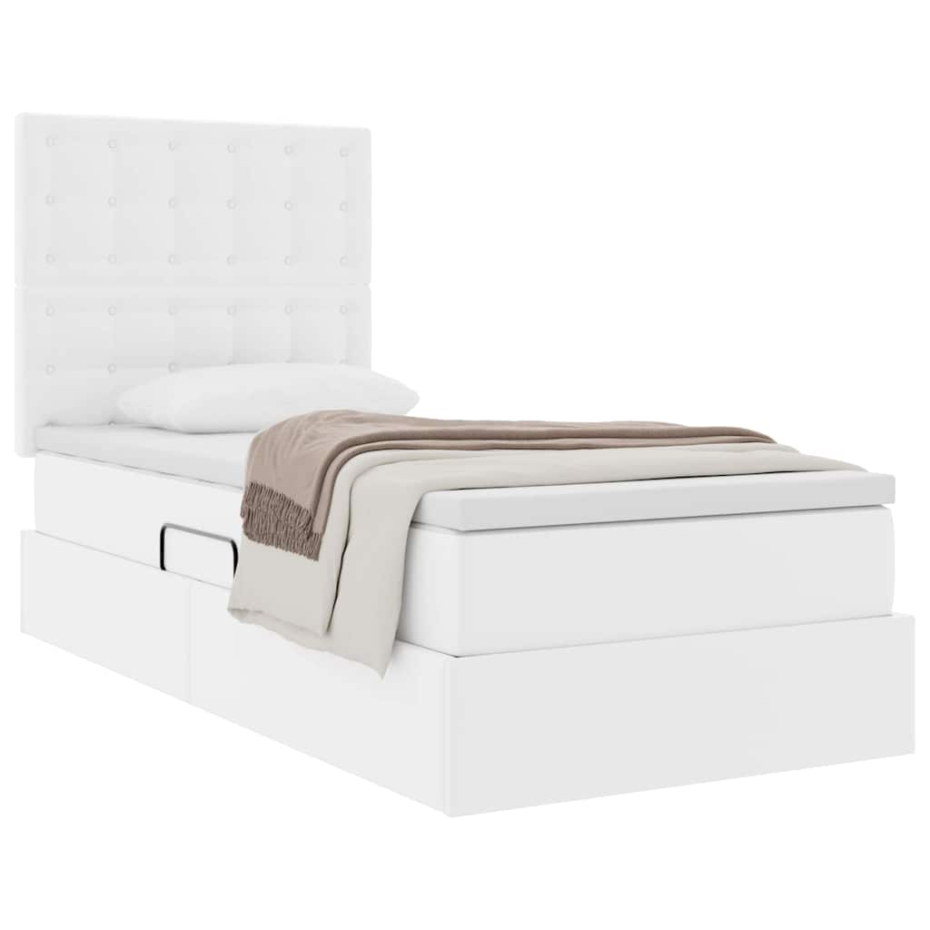 Letto con Contenitore Bianco Puro 90 x 190 cm Pelle Sintetica | homemem39