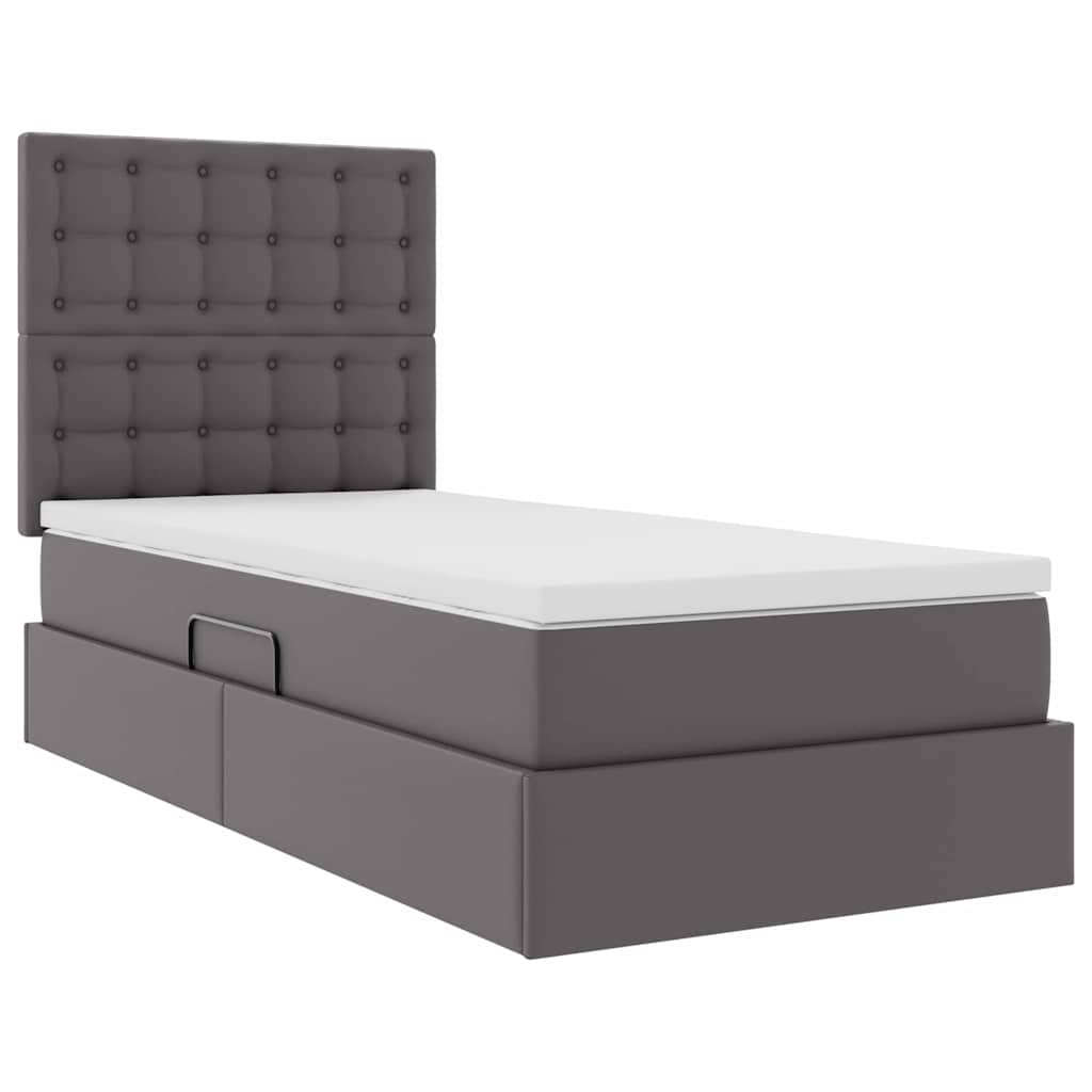 Letto con Contenitore Grigio 90 x 190 cm Pelle Sintetica | homemem39