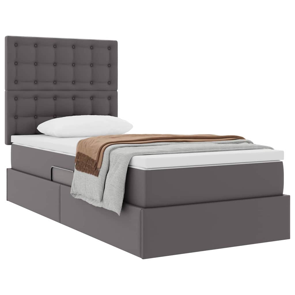 Letto con Contenitore Grigio 90 x 190 cm Pelle Sintetica | homemem39