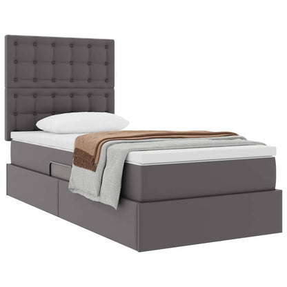 Letto con Contenitore Grigio 90 x 190 cm Pelle Sintetica | homemem39