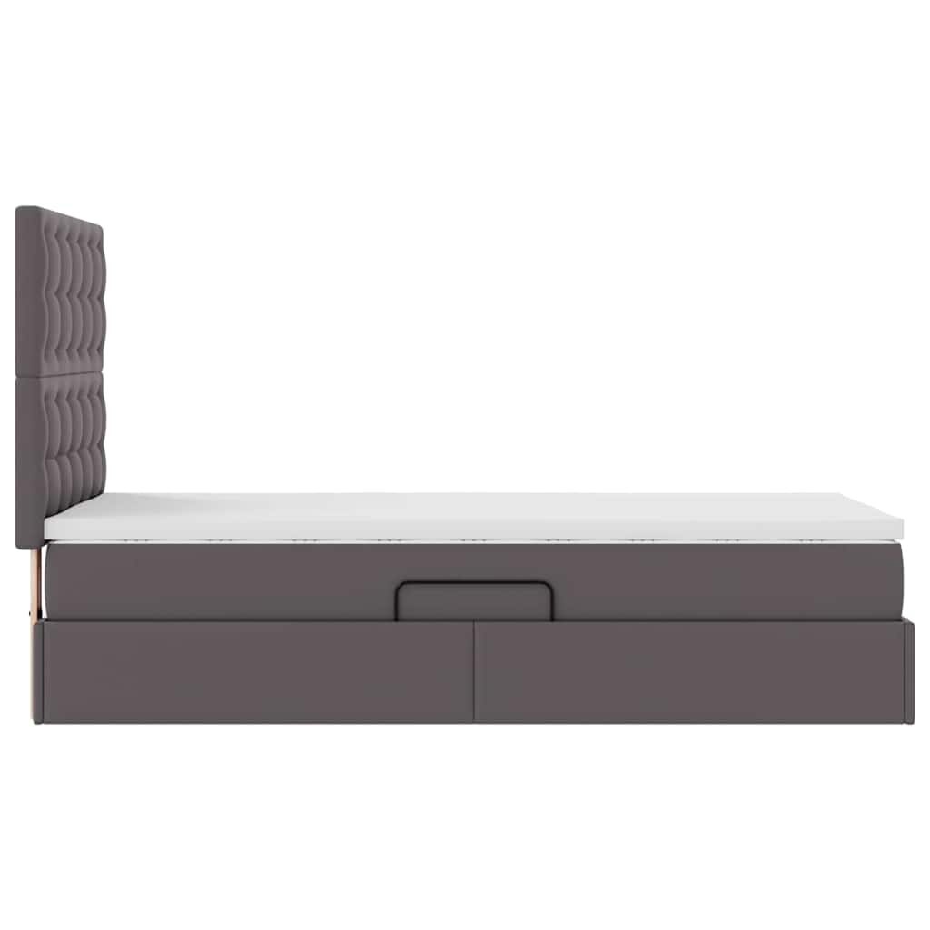 Letto con Contenitore Grigio 90 x 190 cm Pelle Sintetica | homemem39