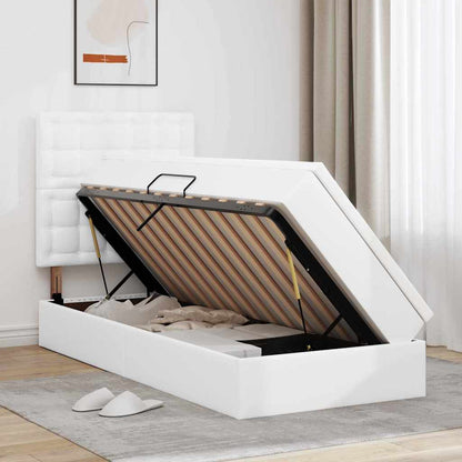 Letto con Contenitore Bianco Puro 100 x 200 cm Pelle Sintetica | homemem39